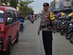 Personel Polsek Bagan Sinembah Gelar Strong Point Pagi, Lalu Lintas di Bagan Batu Lancar