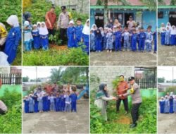 POLSEK BAGAN SINEMBAH SOSIALISASIKAN PROGRAM GREEN POLICING DAN LAKUKAN PENANAMAN POHON DI LINGKUNGAN SEKOLAH