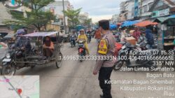 Polsek Bagan Sinembah Laksanakan Strong Point Pagi, Wujudkan Kamseltibcarlantas di Bagan Batu