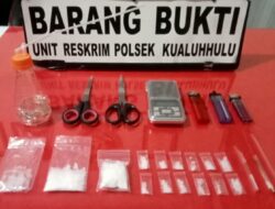 Polsek Kualuh Hulu Gerebek Pengedar Sabu di Aek Kanopan, Belasan Gram Barang Bukti Disita