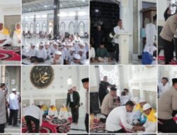 KAPOLRES ROHIL BERSAMA WAKIL BUPATI HADIRI DAN LEPAS KEBERANGKATAN CALON JAMAAH HAJI PANIPAHAN