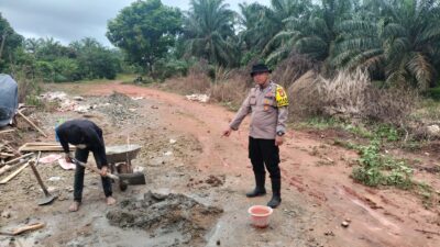 POLRES ROHIL TERUS KEBUT PEMBANGUNAN JEMBATAN MERAH PUTIH PRESISI, PROGRES CAPAI 85 PERSEN