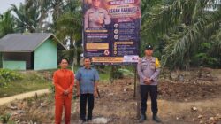 Polsek Bangko Pusako Pasang Spanduk Imbauan Kapolres Rohil, Ajak Masyarakat Bersama Cegah Karhutla
