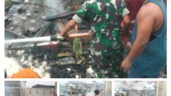Kebakaran Hebat di Bagan Hulu, Babinsa Koramil 01/Bangko Turut Berjibaku Padamkan Api