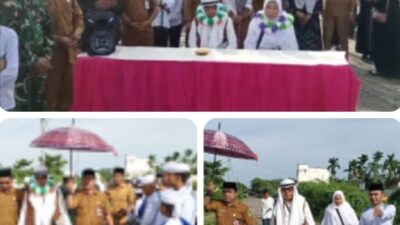 Suasana Penyambutan Jamaah Haji Asal Palika di Bundaran Tampak Meriah.