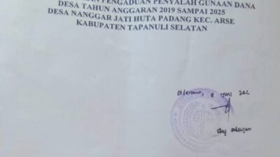 Dugaan Tindak Pidana Korupsi Dana Desa Nanggarjati Hutapadang 2019-2025, Laporan Telah Masuk ke Kejari Tapsel, Tinggal Menunggu Tindak Lanjut Nyata