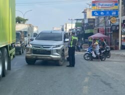Polsek Bagan Sinembah Gelar Strong Point Pagi, Pastikan Arus Lalu Lintas Lancar