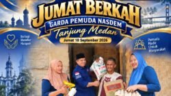 JUMAT BERKAH: GARDA PEMUDA NASDEM ROKAN HILIR SALURKAN BANTUAN DI TANJUNG MEDAN