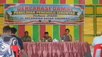 Cegah Konflik dan Jaga Kondusivitas, Polsek Bagan Sinembah Hadiri Deklarasi Damai Pemilihan Penghulu Serentak Tahap I Tahun 2026